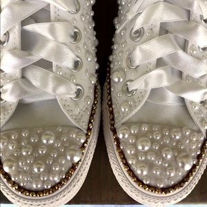 KIDS Bling Converse-White Lace edition